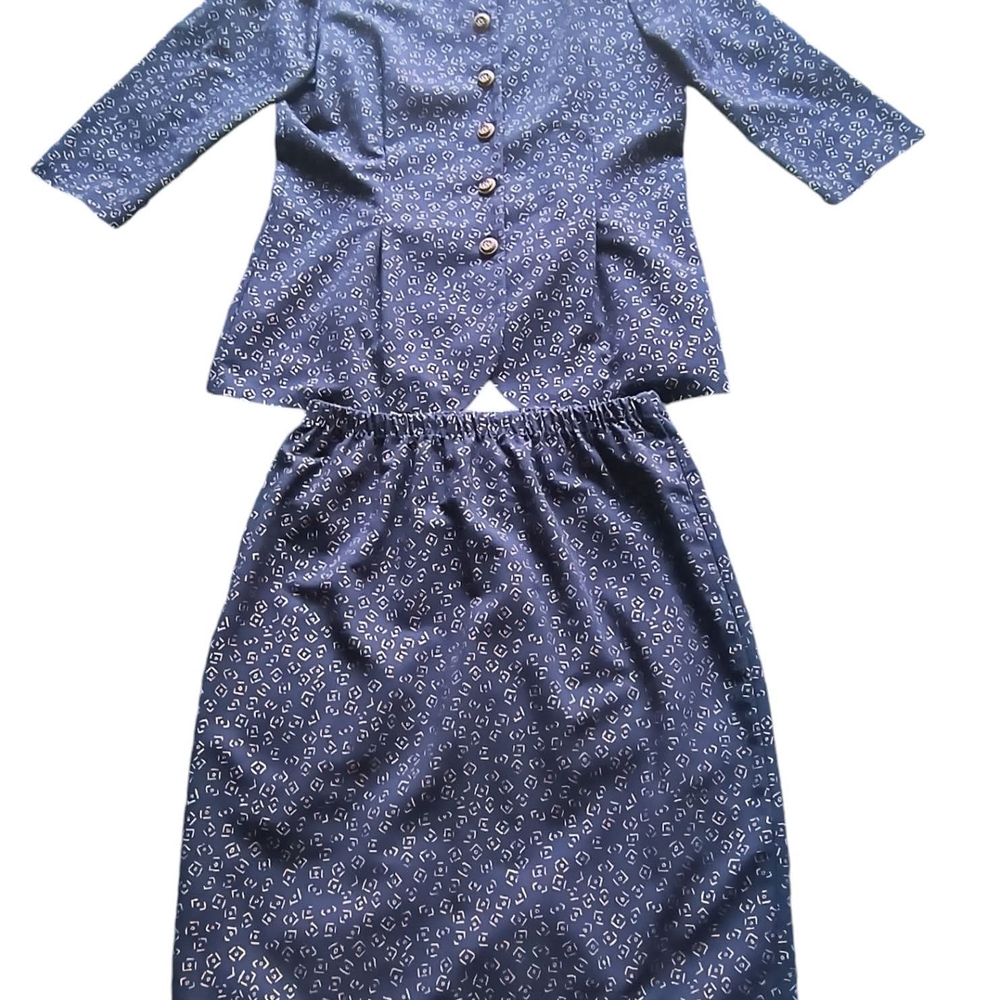 Whirlaway Frocks Navy Patterned Skirt Set